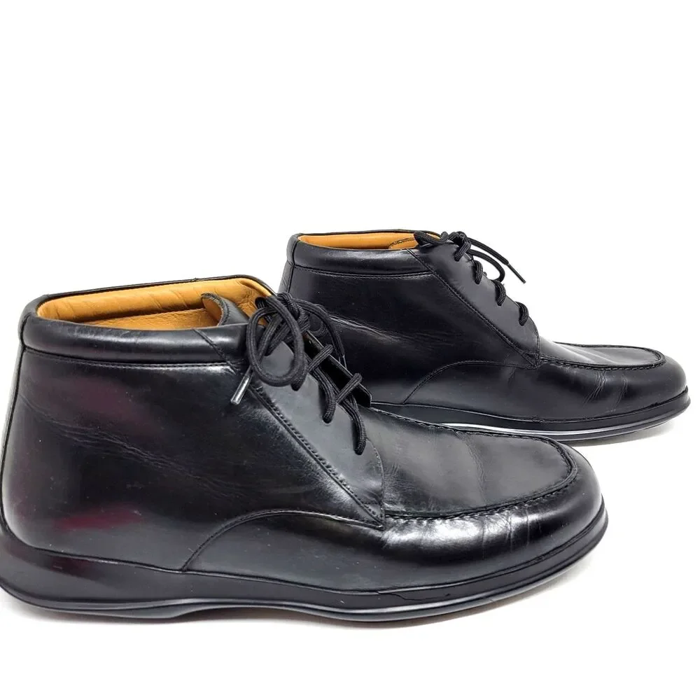 Cole Haan Mens Size 8 Black Leather Waterproof  Moc Toe Nikeair Ankle Boots